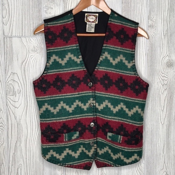 Erika Vintage Wool Blend Southwest Print Top - Picture 1 of 11